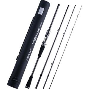 Goture Travel Fishing Rods with Case, 4 Piece Fishing Rod, Casting/Spinning Rod, 30T Carbon Fiber Quality Fishing Pole for Saltwater Trout, Bass, Walleye, Pike