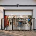 Freestanding Foldable Dog Gate with Door, 30" Tall, Up to 106" Wide