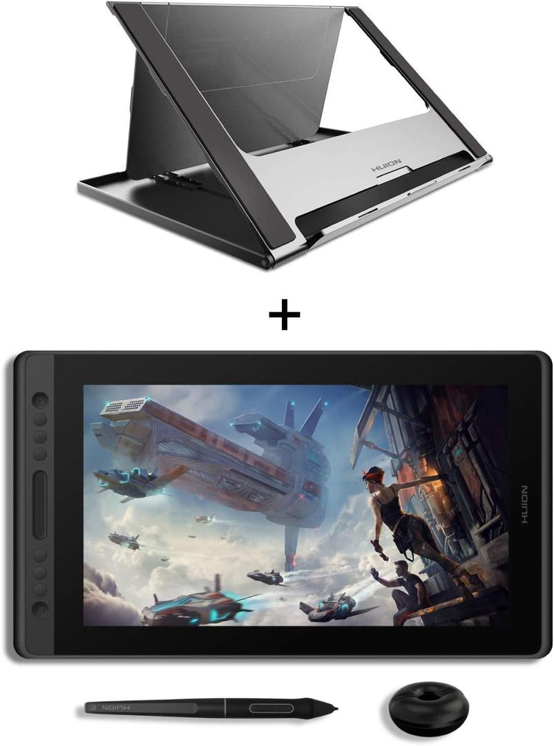 HUION KAMVAS Pro 16 Drawing Tablet with Screen Full-Laminated Graphics Tablet with Battery-Free Stylus, Art Tablet with 6 Hot Keys Touch Bar Adjustable Stand - 15.6inch Graphic Tablet for PC/MAC/Linux
