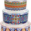 vancasso Serving Bowls with Lids Set of 4, Ceramic Nesting Mixing Bowls for Food Storage, Prep and Stackable, Dishwasher & Microwave Safe Gift Set, 60/36/20/10 OZ, Series SIMI (Bohemian)