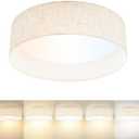 Hamilyeah 16 inch LED Flush Mount Ceiling Light, 24W Kitchen Lighting Fixture Ceiling Mount with Fabric Shade, Dimmable Drum Ceiling Lighting Fixture 5CCT for Bedroom, Bathroom, Living Room, Kitchen