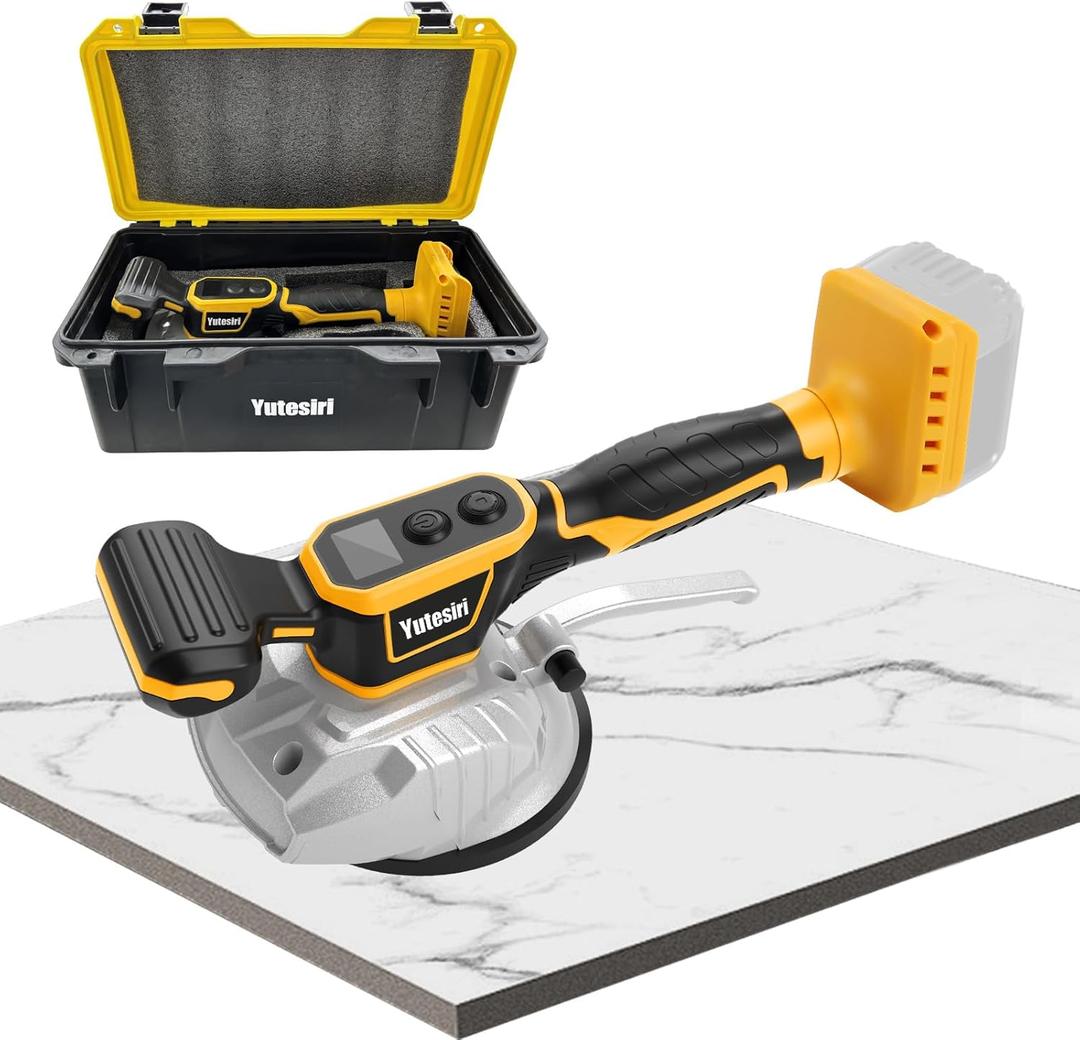 Cordless Tile Vibration Leveling Machine, for Dewalt 20V Max Battery, Yutesiri Portable Tiler Vibrator Tool with 8 Adjustable Speed,Digital Display for Floor,Tile,Wall (Battery NOT Include)