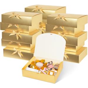 12Pack Gold Gift Boxes with Lids, 129.83.1 Inch Bridesmaid Proposal Box, Luxury Gold Gift Box with Ribbon for Wedding, Birthday, Party, Christmas, Bridesmaid, Graduation Gift