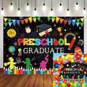 Preschool Graduate Backdrop Kindergarten Graduate Party Background Decorations Pre K Congrat Grad Banner for Kids School Photo Booth Prop (7X5FT)
