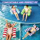 4 Pack Inflatable Pool Floats for Adults, 3-Tube Mesh Bottom Pool Hammock Floating Lounge Raft, Portable Water Float for Beach Vacation & Summer Outdoor Activities, X-Large
