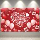 Happy Valentine's Day Backdrop, 71''x44'' Red Pink Banner Backdrop, Valentines's Day Party Background, Backdrop for Happy Valentine's Day Party Decorations