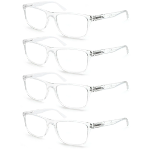 Large Reading Glasses Mens Oversized Wide Readers 4.00 Lightweight Clear Magnifying Cheaters for Men W/Big Head 4 Pack