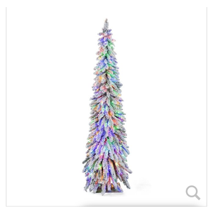 C6-ft Pre-Lit Slim Flocked Xmas Decoration Christmas Tree with 11 Modes - 250 LED Lights