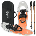 Gpeng Snowshoes for Men Women Youth Kids, Light Weight Aluminum Snow Shoes with Trekking Poles, Crampon Protector and Carrying Tote Bag (Orange, 21 inch)