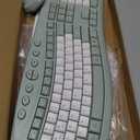 Wireless Keyboard and Mouse Combo, 2.4G Full Size Quiet Ergonomic Curved Keyboard for Natural Typing, 3-Level DPI Adjustable Silent Mouse for Windows, Mac OS, Desktop/Office and Home (Avocado Green-B)