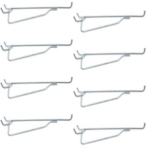 Pegboard Shelf Hooks, 8PC 6" Silver Metal Utility Hook Set, 1/4 inch Peg Board Organizer Accessories, Shelves and Baskets Brackets, Display and Storage Rack for Garage Workbench Art Craft Room Office