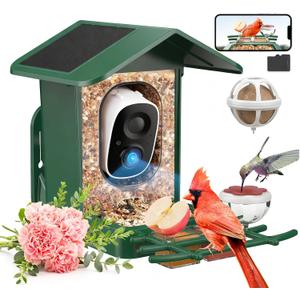PeckCam Bird Feeder with Camera Solar Powered, AI Identify & Auto Capture with 32GB Card, 2K HD Live Video Smart Bird Feeder Camera Instant Notifications in Backyard, Gift for Bird Lovers