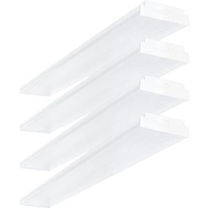 ANTLUX 4FT LED Wraparound 40W Shop Lights for Garage, 4400lm, 6000K, 4 Foot Crystal LED Wrap Light, 48 Inch Integrated Linear Strip Flush Mount Office Workshop Ceiling Lighting Fixture, 4 Pack
