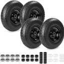 4PC 4.00-6 Flat-Free Tires and Wheels,13" Rubber Solid Tire, with 5/8" & 3/4" Bearing, 1.8"-5.8" Centered Hub Length, 4.00-6 tire and wheel Fit for Gorilla Cart, Garden Cart/Hand Truck/Wheelbarrow etc, 4 PC 13x4-6