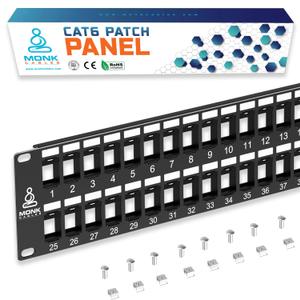 MONK CABLES | CAT6 Patch Panel | Puchdown | 48 Port (Blank)