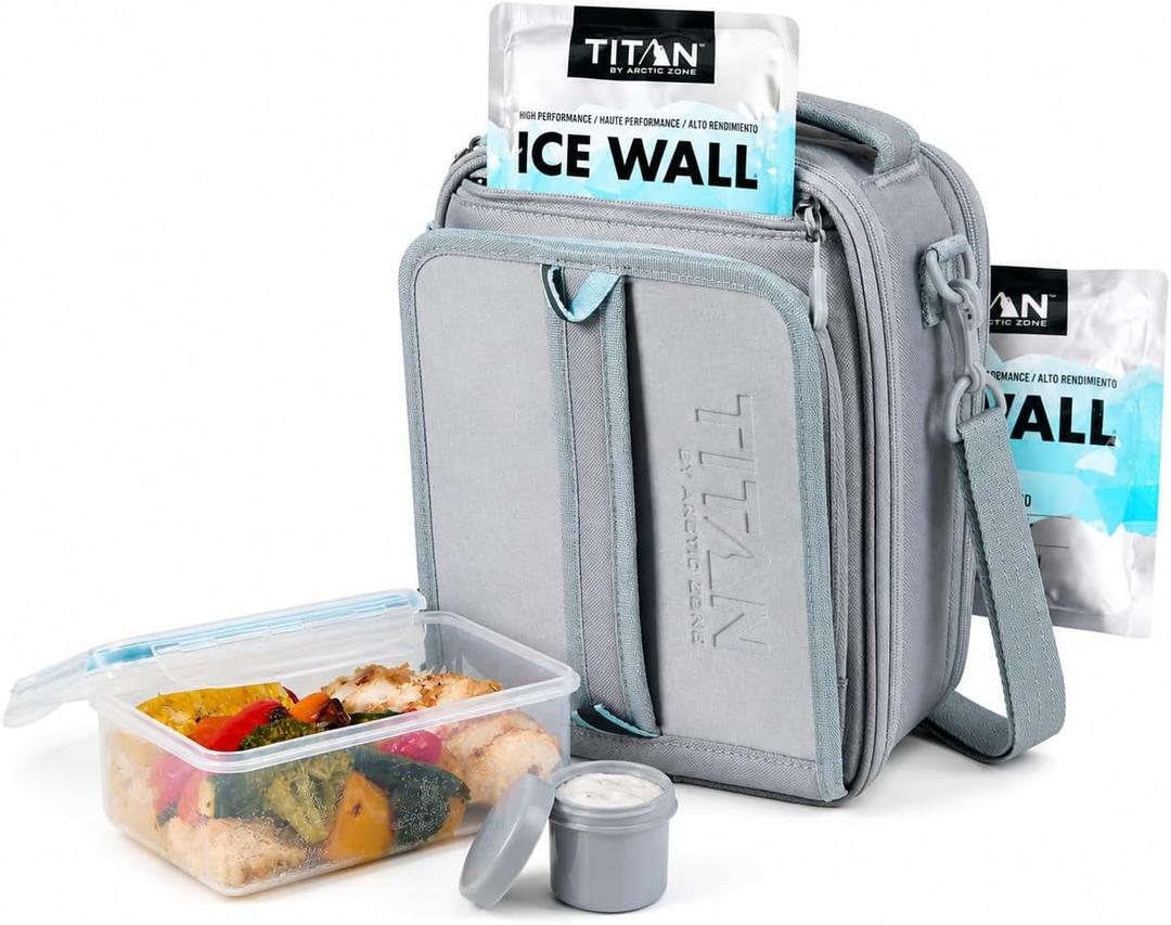 Titan by Arctic Zone Expandable Lunch Box – Insulated, Crush-Resistant Cooler with 2 Ice Walls & Leak-Proof Lining – Meal Prep Bag with Strap & Container for Work & Travel | Black