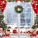 LYCGS 15X10ft Christmas Backdrop Winter Snow Scene Backdrop for Photography Christmas Window Background Xmas Tree & Party Decoration Banner X-171