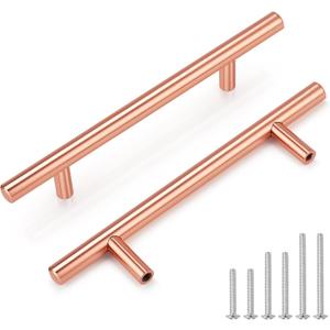 15 Pack Rose Gold Cabinet Handles and Knobs - 4 Inch (102mm) Hole Centers Solid Stainless Steel Kitchen Cabinet Hardware Pulls for Drawers, Dressers & Cabinets - Modern Cabinet Door Handles