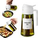 TrendPlain - Original 16oz/470ml Olive Oil Dispenser Bottle for Kitchen Gadgets and Air Fryer Accessories - Olive Oil Sprayer for Cooking w/Stickers - White