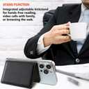 Leather Wallet Card Holder, Phone Card Holder with RFID Blocking ID Window for iPhone Android Phones & Cases (Black)