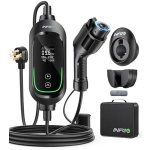 INFGO Level 2 EV Charger, 40Amp, Adjustable Current & Timing Delay, 240V, 9.6kW, NEMA 14-50 Plug, Portable Home Electric Vehicle Charging Station with 25FT EV Charging Cable for J1772 BEVs/PHEVs