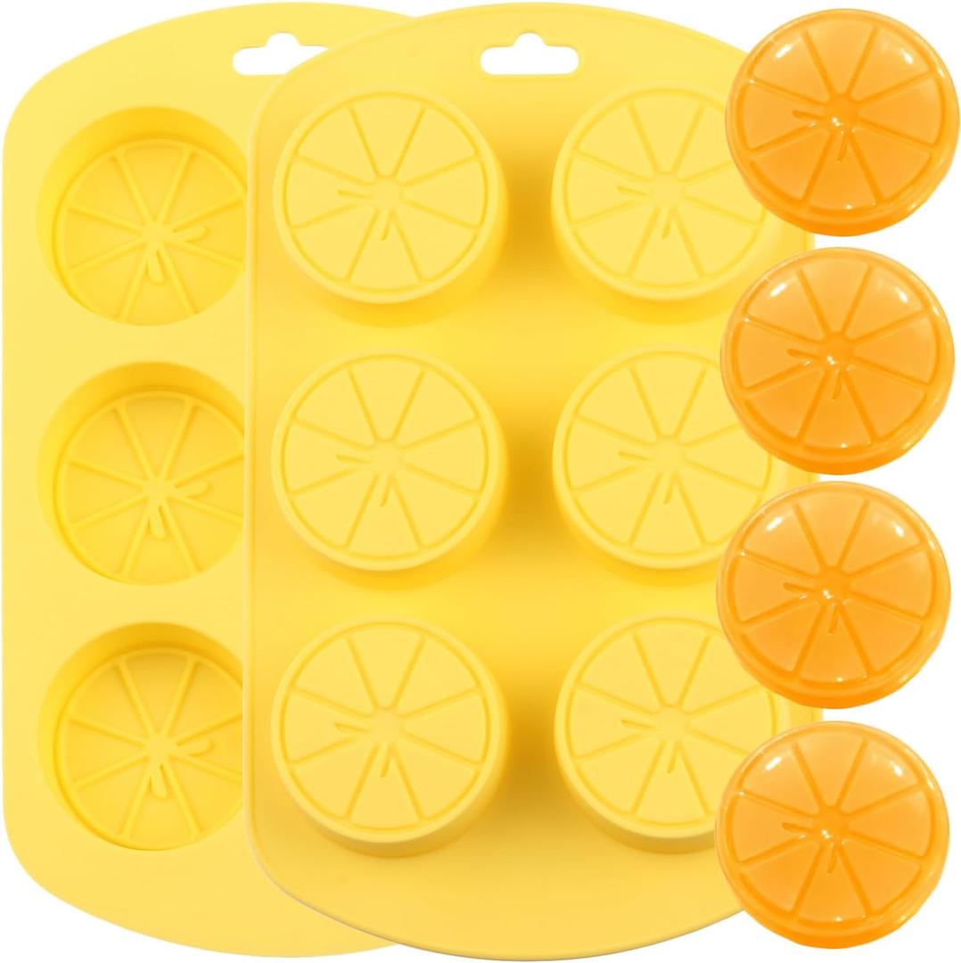 6 Cavity Lemon Silicone Candy Molds For Candy Chocolate Cake Topper Set Of 2