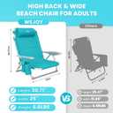#WEJOY Beach Chair for Adults, Reclining Adjustable Position, Lay Flat Lightweight Folding Portable Aluminum Chair with Backpack Straps,Padded headrest, Heavy Duty 400 lbs Lawn Chair for Beach, Sand