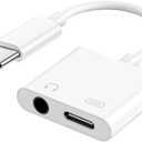 USB C to 3.5mm Headphone and Charger Adapter, Type C to Aux Jack Dongle Cable Cord with PD Fast Charging for iPhone 15/16/17 Pro/Max/Plus, iPad, Samsung Galaxy S23/S24 Ultra, Note 20(1 Pack)