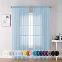 Chyhomenyc Light Blue Sheer Curtains 84 Inch Length 2 Panels, Light Filtering Soft Airy Voile Rod Pocket Sheer Window Drapes for Bedroom Living Room, Each 42Wx84L Inches, Sky Blue
