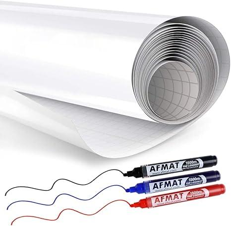 AFMAT WS01 White Board Sticker, Dry Eraser Paper for Wall, Upgrade PET-No Ghost, 1.45 x 11 ft, Stain-Proof Peel and Stick Film Self Adhesive Wall Paper Roll for Classroom/Office, 3 Dry Erase Marker AFMAT WS01 White Board Sticker, Dry Eraser Paper for Wall, Upgrade PET-No Ghost, 1.45 x 11 ft, Stain-Proof Peel and Stick Film Self Adhesive Wall Paper Roll for Classroom/Office, 3 Dry Erase Marker