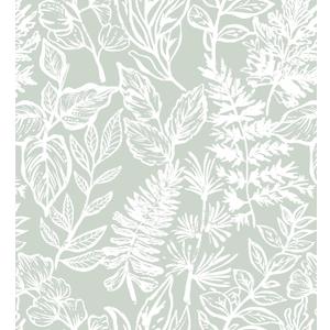 Safiyya Peel and Stick Wallpaper Green and White Floral Leaf Contact Paper Peel and Stick 17.3"x 197" Wall Paper Self Adhesive Removable Wallpaper for Bedroom Bathroom Vinyl Roll