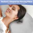 Ear Piercing Pillow - Side Sleeper Body Pillow with Ear Hole for Pain Relief, J-Shaped Ergonomic Support, 20x26 Inches (Grey)
