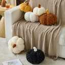 Pumpkin Pillow, Fall Decorative Pillows for Couch, Pumpkin Plush Throw Pillows for Bed (White, 11 Inches)
