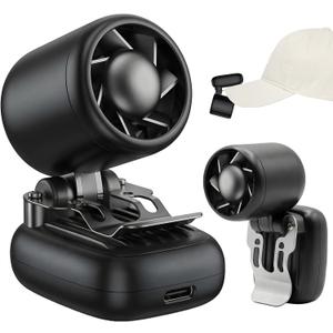 Clip-On Hat Fan with 3 Gear, Super-Mini Portable Handheld Fan, Only 0.13lb, Foldable Personal Fans Rechargeable, Face Cooling Fan for Baseball Cap, Visor Hat, Travel, Sports, Outdoor - Black