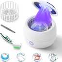 2025 Ultrasonic Retainer Cleaner Machine  45kHz Retainer Cleaner for Night Guards, Mouth Guards, Dentures  24W Dental Ultrasonic Cleaner with 4 Modes, 200ML  Great Gift for Braces Users (white)