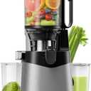 EanOruus Cold Press Juicer, 5.8" Wide Feed Chute Juice Extractor Machine with 400W, High Juice Yield, Slow Masticating Juicer for Whole Vegetables & Fruits, Light Grey