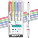 Zebra Pen Mildliner Dual-Tip Highlighters, Broad and Fine Tips, Ideal for Bible Highlighting, No Bleed, School Supplies and Teacher Supplies, Assorted Cool and Refined Ink Colors, 5-Pack (78205)