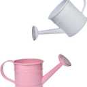 Decorative Mini Tin Watering Can - 0.05Gal Cute Metal Jug for Hand Crafts,Garden-Theme Parties,Plant Pots, Home Decor,Housewarmings, Fun Birthday Gift for Girls and Boys (P/W, S)