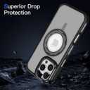 2 x Designed for iPhone 15 Pro Case with Magnetic 360Rotatable Ring Stand [Military Drop Protection] [Compatible with MagSafe] Shockproof Slim Translucent Back Cover for iPhone 15 Pro (Black)