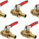 Ball Valve Shut Off Switch 1/4" Male Thread x M8 Hose Barb Pipe Tubing Fitting for Air Gas Fuel -5pcs