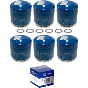 Genuine OEM Oil Filter 26300-35505/2630035505 Compatible for Hyundai, Kia 1997-2023, Made in Korea (6 Pack with Washers)