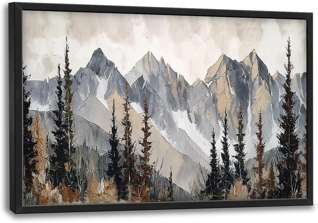 Mountain Wall Decor Large Canvas Wall Art for Living Room Big Forest Landscapes Pictures Painting Artwork Nature Framed Decoration for Living Room Bedroom Office Gifts 24"x36"