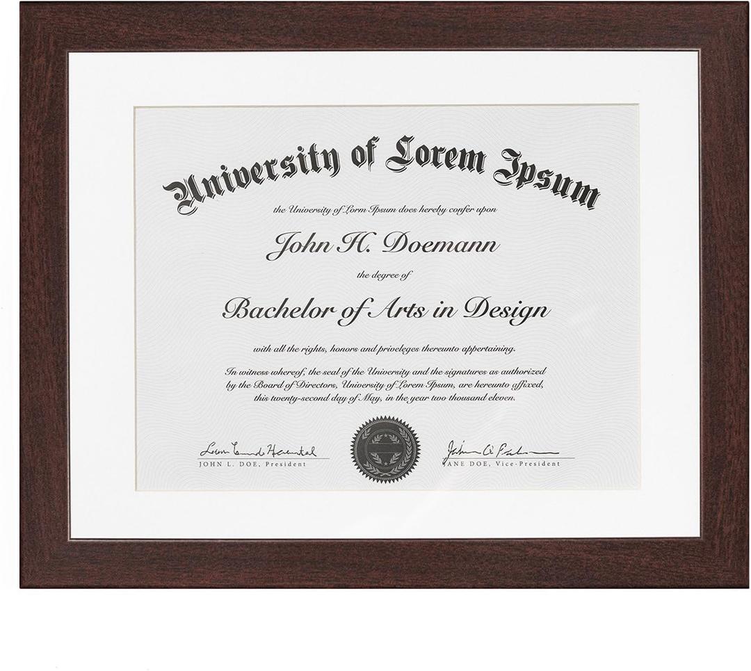 Americanflat 11x14 Diploma Frame with Shatter-Resistant Glass - Use as 8.5x11 Frame with Mat or Display 11x14 Documents Without Mat - Legacy Collection - Certificate Frames for Wall - Mahogany
