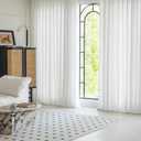 Non-See-Through White Privacy Semi Sheer Curtains That Let Light in 84 Inches Long Light Filtering Sheer Window Curtains Drapes for Living Room Bedroom 2 Panels Set White