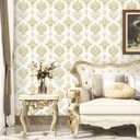 Laatse Light Symmetry Floral Peel and Stick Wallpaper 17.5" x 118",Beige