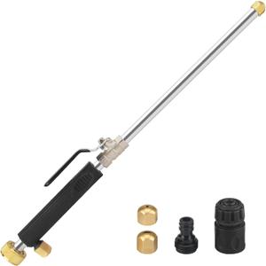 Jet Nozzle for Garden Hose, High Pressure Washer Hose Nozzle, Power Washer Wand with 2 Different Nozzles and Hose Quick Connectors for Car Washing, Garden Cleaning, Patio (Black)