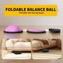 Vtory Foldable Balance Ball, Upgrate Half Ball Balance Trainer, 1300 lbs Capacity Stability Ball, 23.5 Inch Yoga Half Ball, with Resistance Band & Foot Pump, No-slip Blue Pink