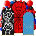 Tingjoo 3 Pcs Spider Web Arch Backdrop Cover Set 4Ft 5Ft 6Ft Spider Birthday Party Decorations Polyester Arch Stand Cover for Photo Props Cosplay Wedding Baby Shower Backdrop Decor