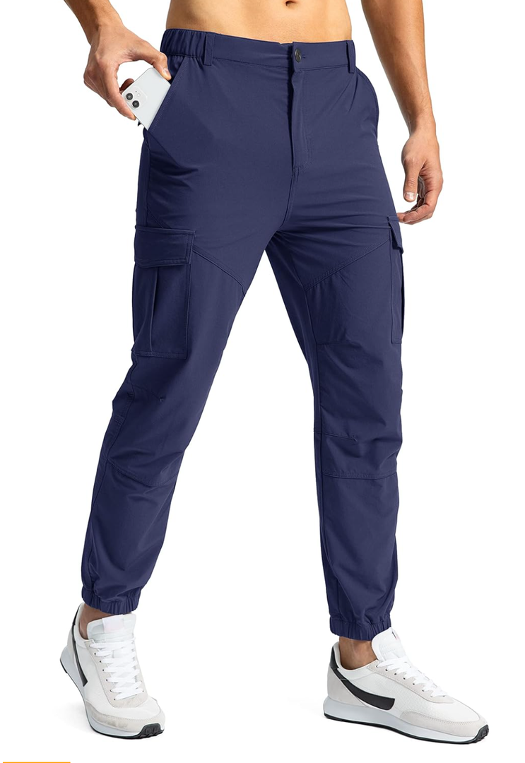 Pinkbomb Men's Hiking Cargo Pants with 7 Pockets Slim Fit Stretch Joggers Golf Cargo Work Pants for Men, Size 30