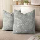 AELS Boho Decorative Textured Throw Pillow Covers 18x18, Organic Modern Mid Century Rainbow Tufted Pillow Case, Farmhouse Rustic Geometric Woven Cushion Case for Bed Couch Sofa, Slate Pale Blue Gray